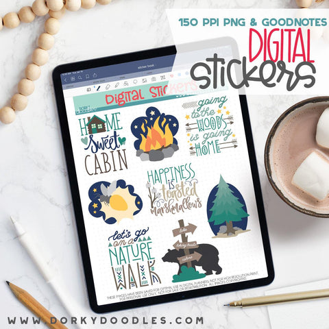 Hiking and Camping Digital Planner Stickers