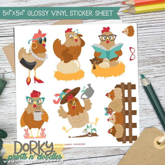 Hilarious Chicken Stickers Sheet