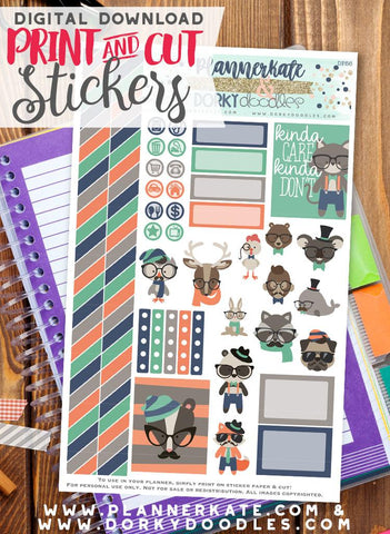 Hipster Animal Print and Cut Planner Stickers