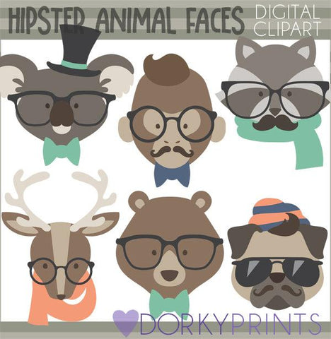 Hipster Animals Clipart