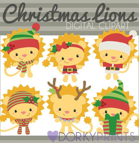 Holiday Lions Christmas Clipart