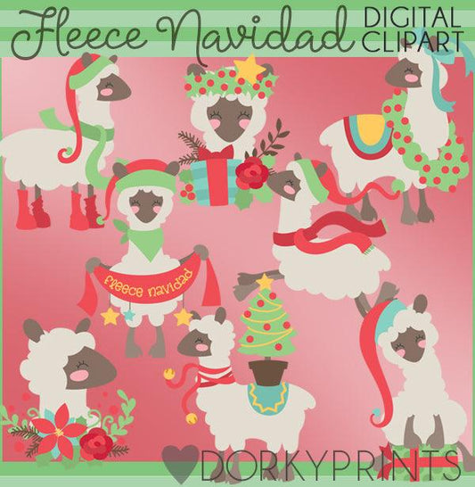 Holiday Llamas Christmas Clipart