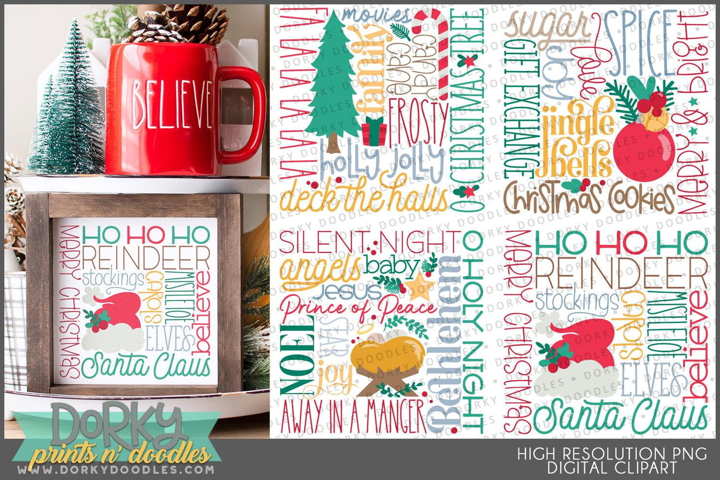 Holiday Subway Art Christmas Clipart - Dorky Doodles