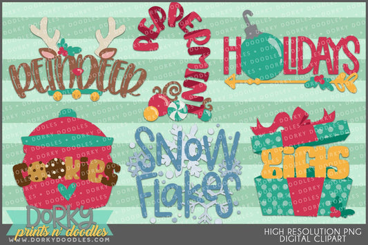 Holiday Words Christmas Clipart