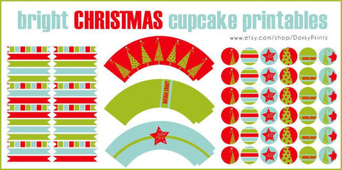 Holly Jolly Christmas Cupcake Holiday Printables