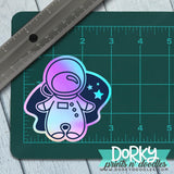 Holographic Astronaut Large Waterproof Sticker - Dorky Doodles