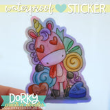 Holographic Candy Unicorn Large Waterproof Sticker - Dorky Doodles