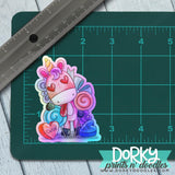 Holographic Candy Unicorn Large Waterproof Sticker - Dorky Doodles