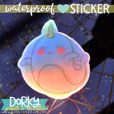 Holographic Narwhal Large Waterproof Sticker - Dorky Doodles