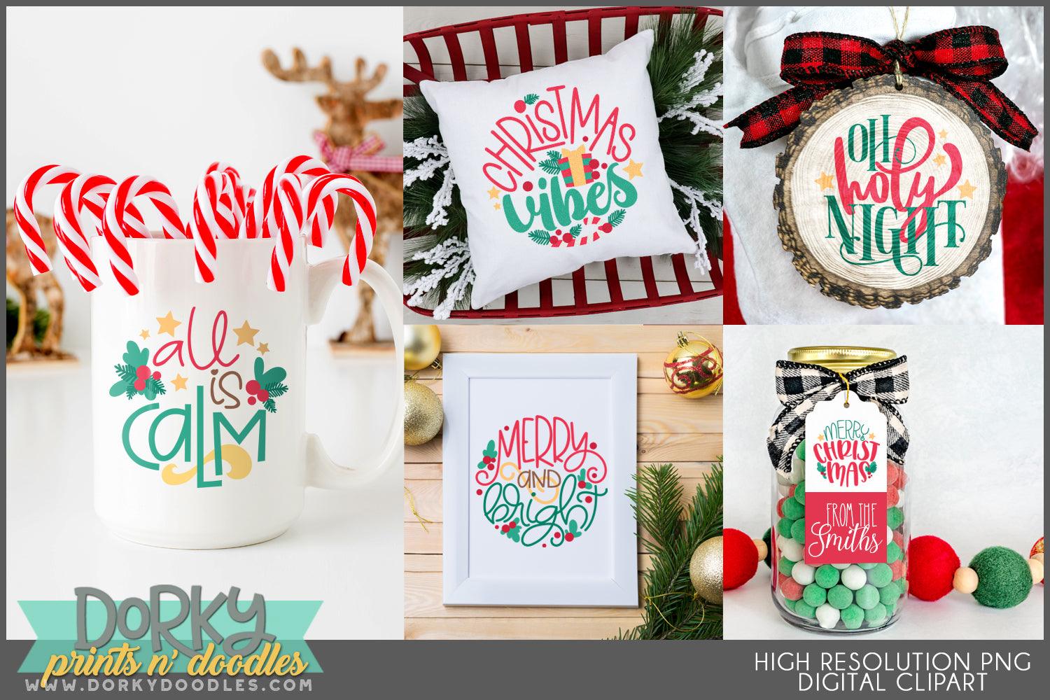 Holy Night Circle Designs Christmas Clipart