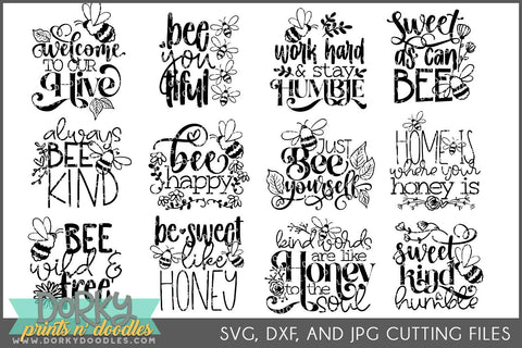 Honey Bee DXF and SVG Cuttable Files - Dorky Doodles