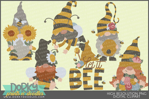 Honey Bee Gnomes Character Clipart - Dorky Doodles