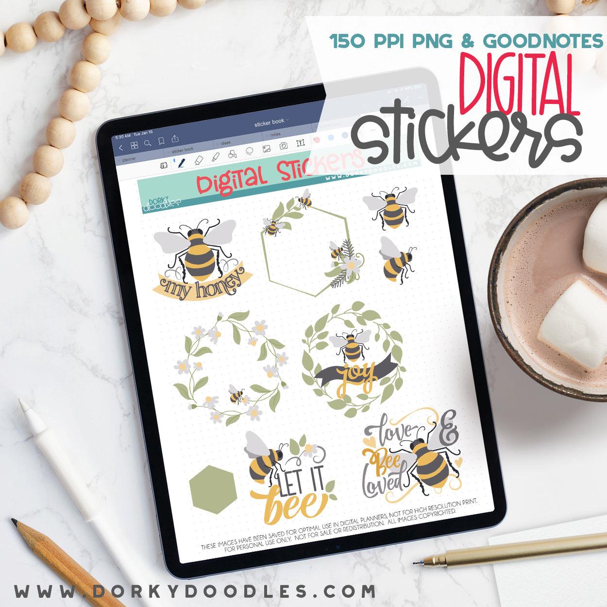 Honey Bees Digital Planner Stickers