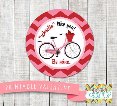 "I Wheelie Like You" Valentine Circle Tags Holiday Printables