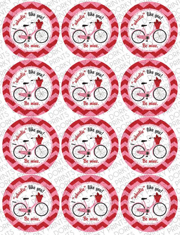 "I Wheelie Like You" Valentine Circle Tags Holiday Printables