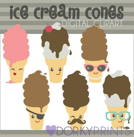 Ice Cream Cones Summer Clipart