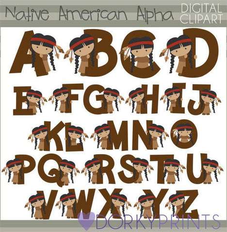 Indigenous Girl Alphabet Clipart