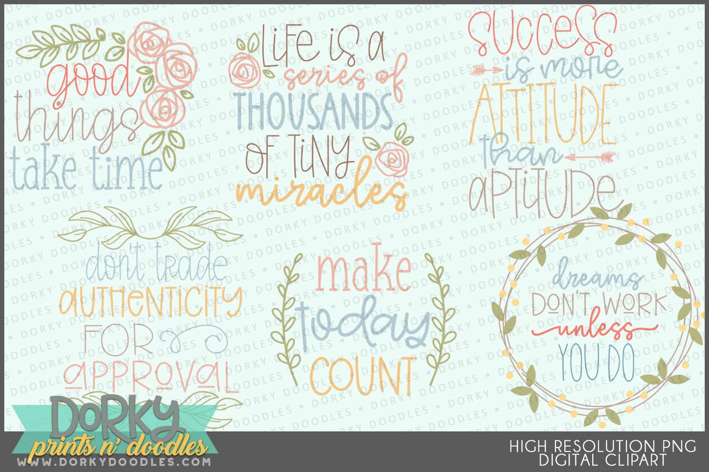 Inspirational Sayings Clipart - Dorky Doodles