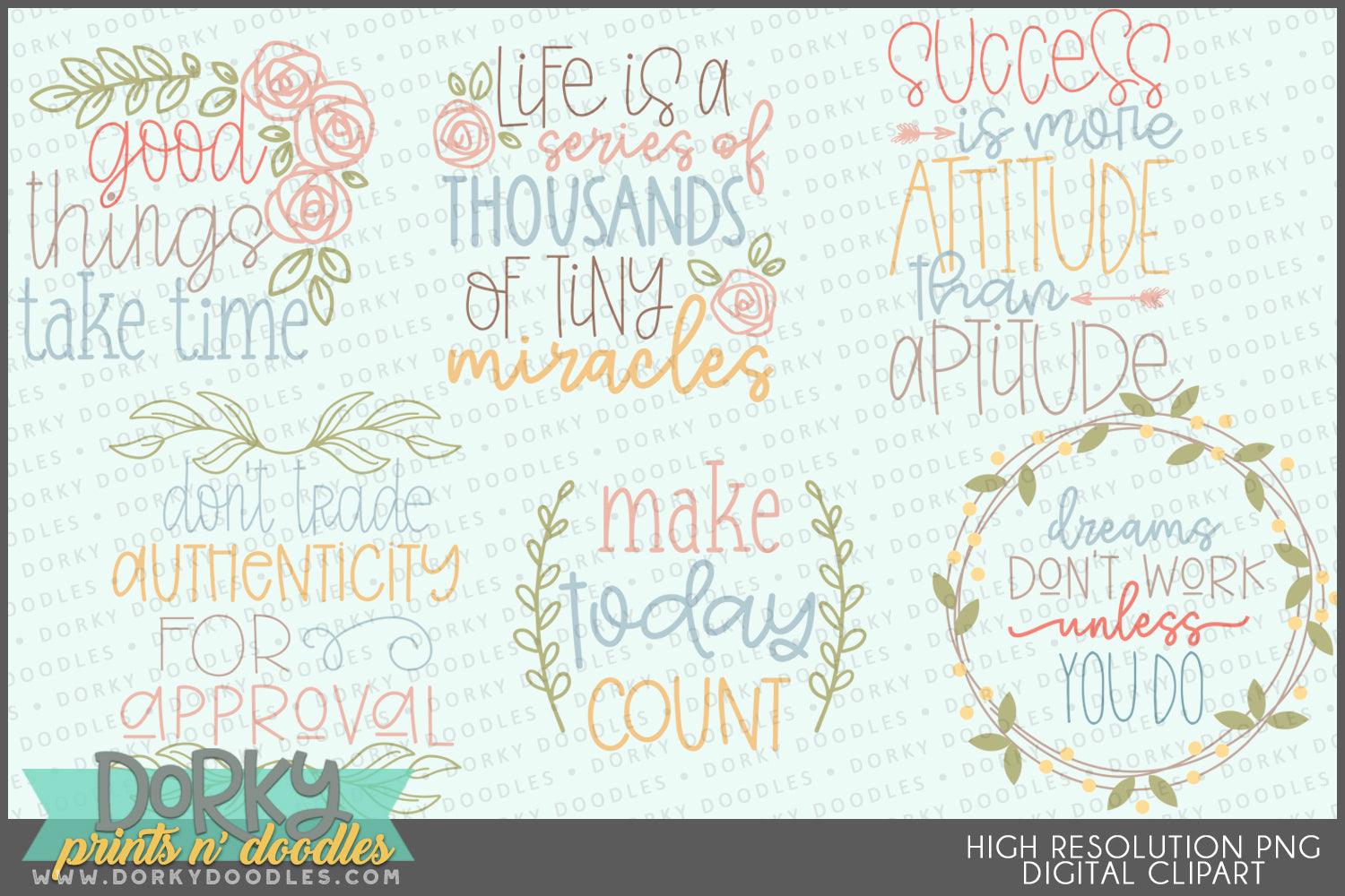 Inspirational Sayings Clipart - Dorky Doodles