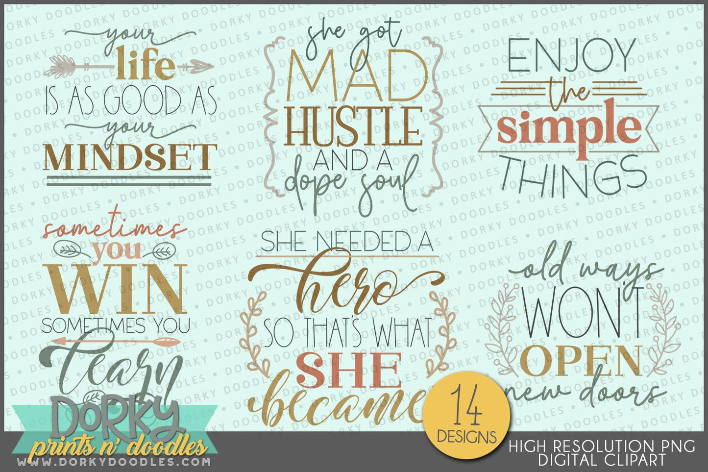 Inspirational Sayings Clipart - Dorky Doodles