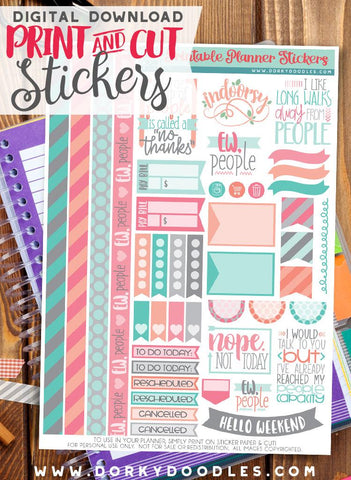 Introvert Print and Cut Planner Stickers
