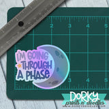 Iridescent Moon Phase Large Waterproof Sticker - Dorky Doodles