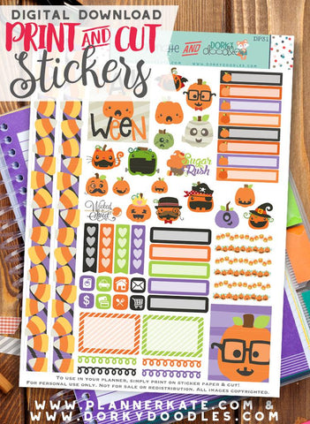Jack-O-Lantern Print and Cut Planner Stickers