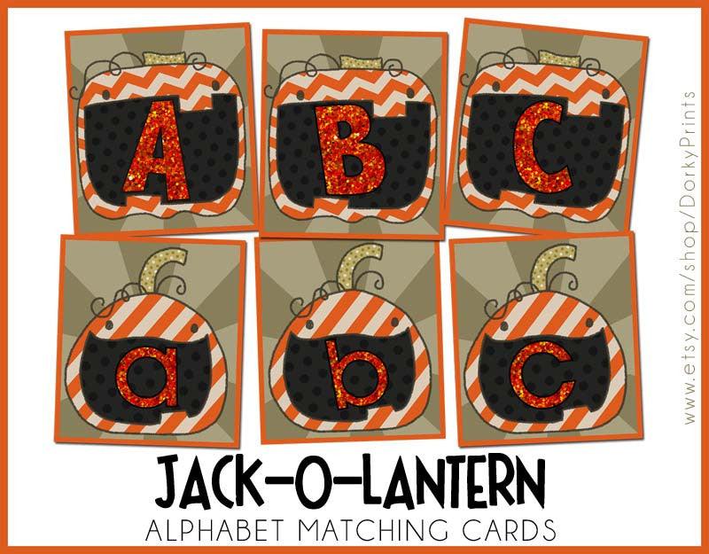 Jack-o-Latern Alphabet Cards Learning Printables