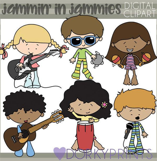 Jammin in PJs Kid Clipart