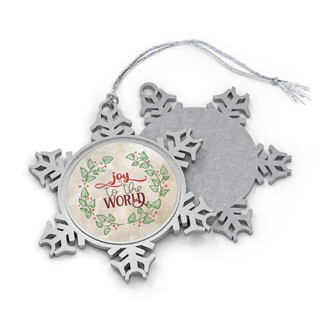 Joy to the World Pewter Snowflake Ornament
