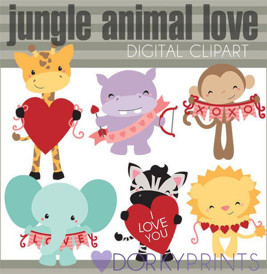 Jungle Animal Valentine Clipart