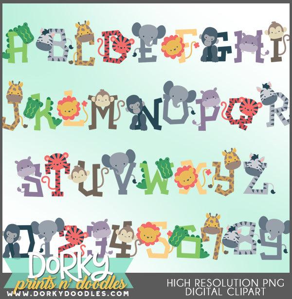 Jungle Animals Alphabet Clipart