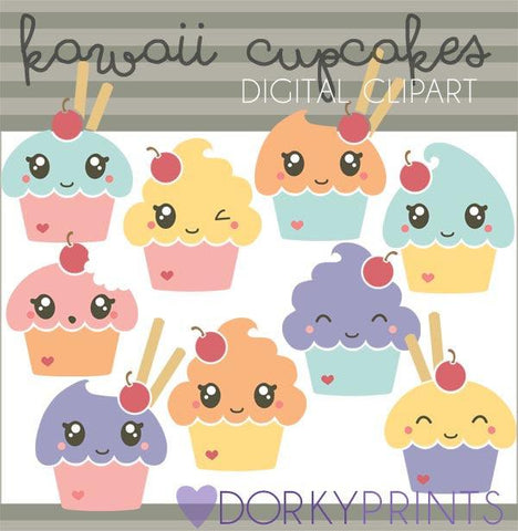 Kawaii Cupcakes Food Clipart