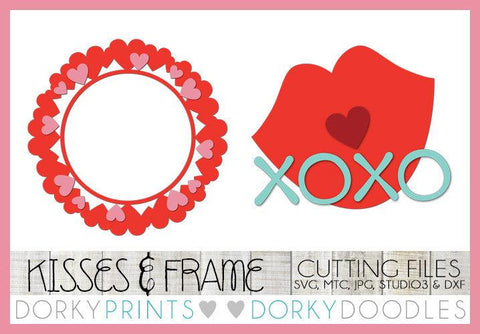 Kisses and Heart Frame Valentine SVG Cuttable Files