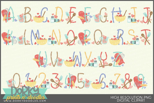 Kitchen and Baking Alphabet Clipart