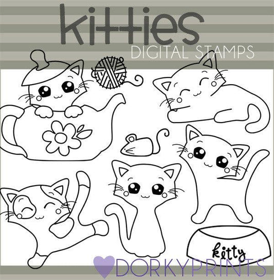 Kitty Black Line Animals Clipart