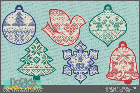 Knitted Christmas Clipart - Dorky Doodles