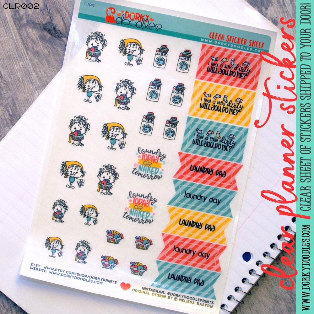 Laundry Day Clear Planner Stickers