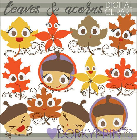 Leaves and Acorns Thanksgiving Clipart