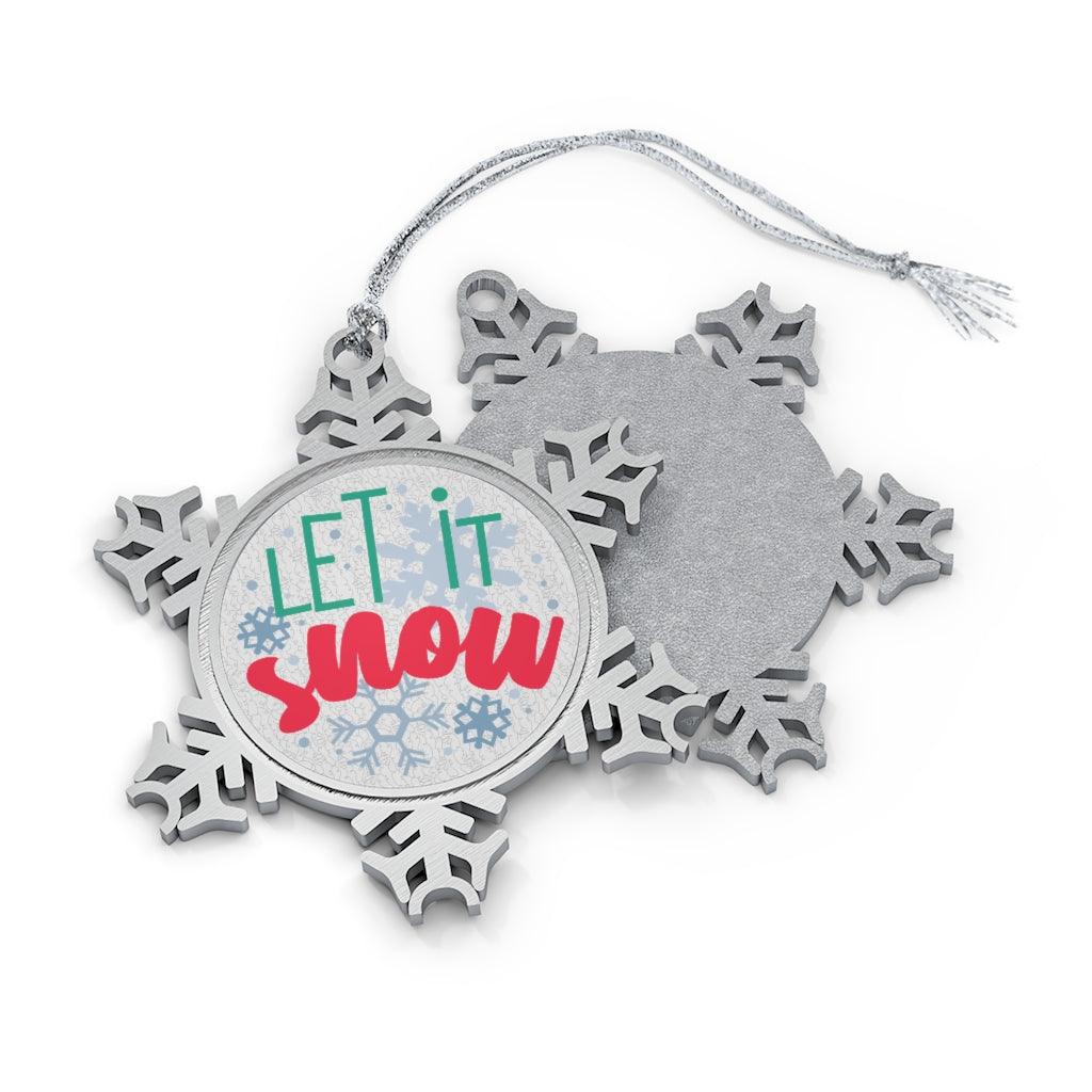 Let it Snow Pewter Snowflake Ornament