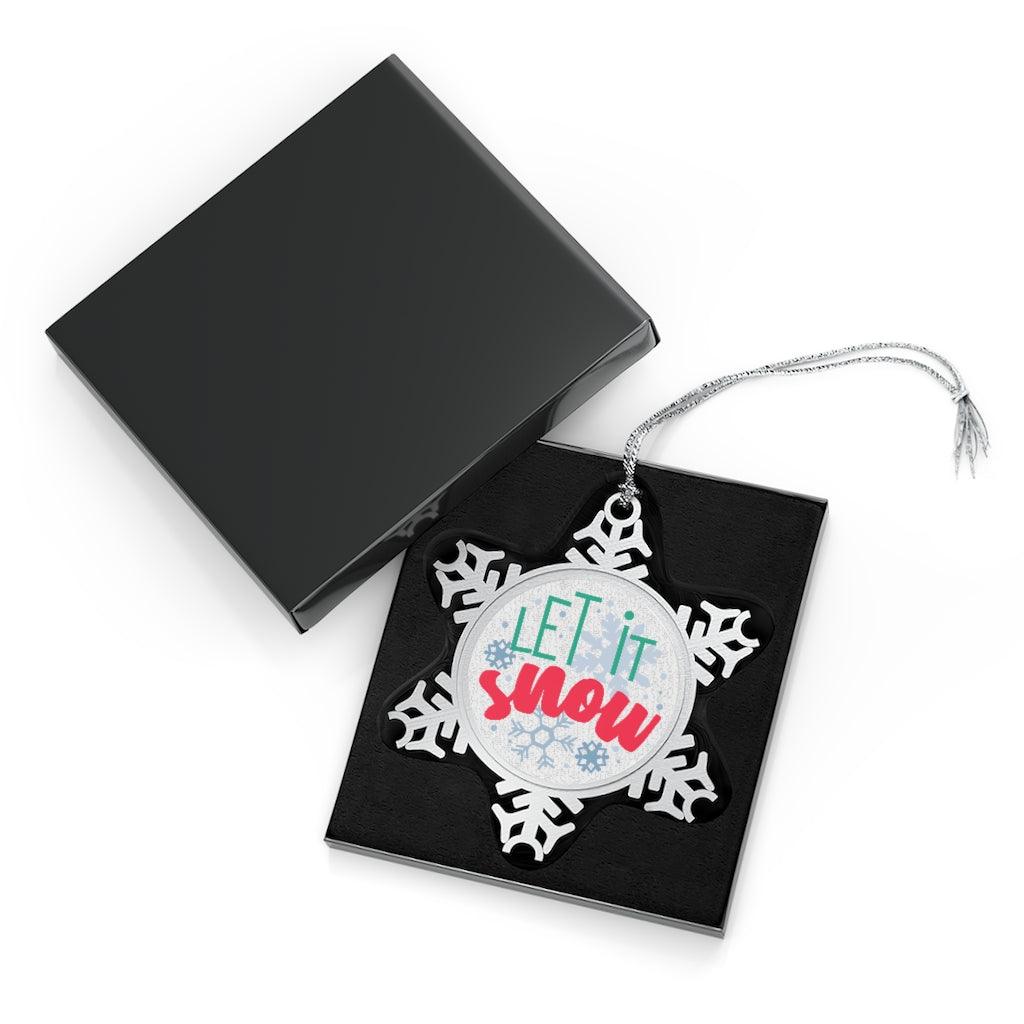 Let it Snow Pewter Snowflake Ornament