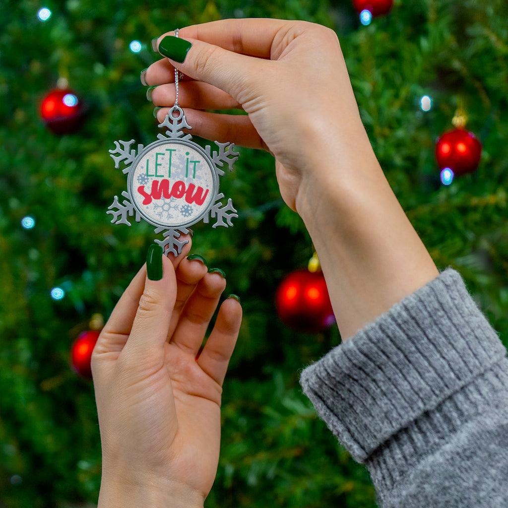 Let it Snow Pewter Snowflake Ornament