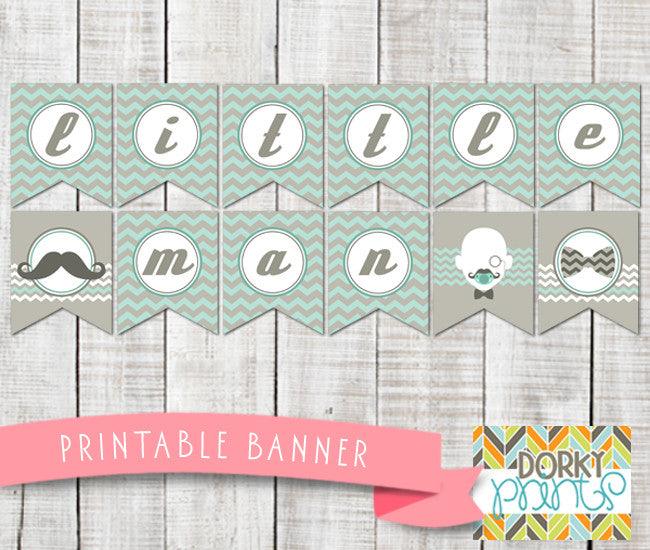 Little Man Banner Baby Shower Printables