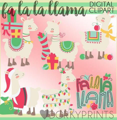 Llama Christmas Clipart