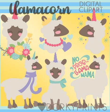 Llama Unicorn Animals Clipart