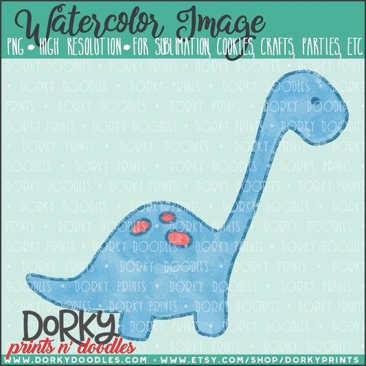 Long Neck Dinosaur Sketchy Watercolor PNG