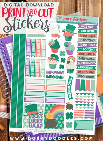 Lucky Cupcake Print and Cut Planner Stickers