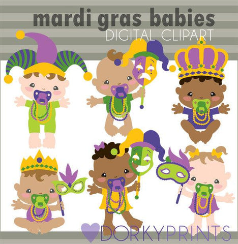 Mardi Gras Babies Holiday Clipart