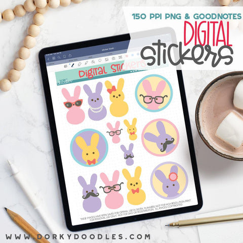 Marshmallow Bunnies Digital Planner Stickers