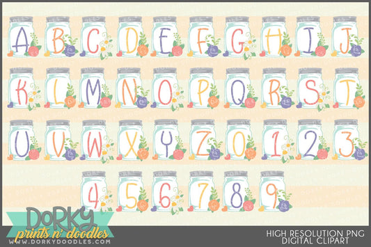 Mason Jar Alphabet Clipart